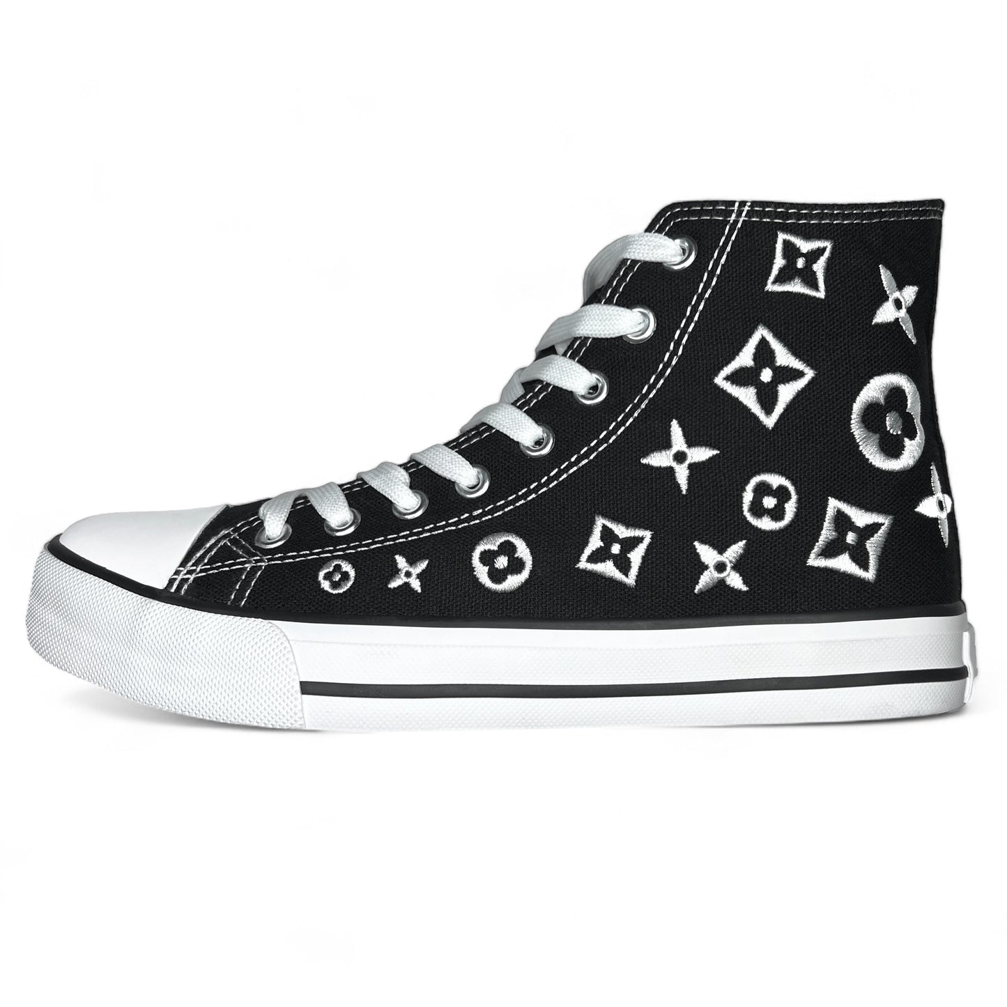 Embroidered Monogram High Top Sneakers