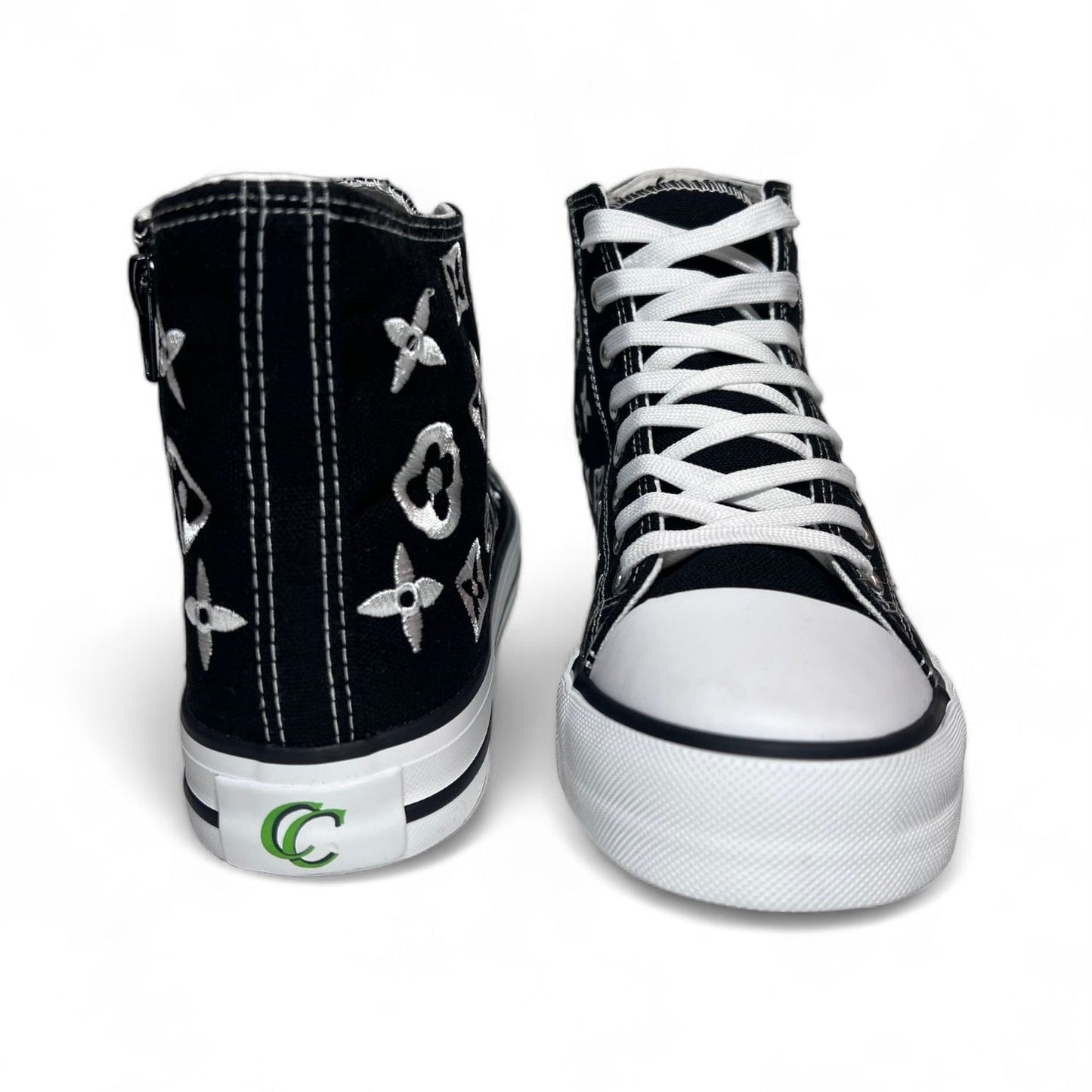 Embroidered Monogram High Top Sneakers