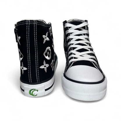 Embroidered Monogram High Top Sneakers