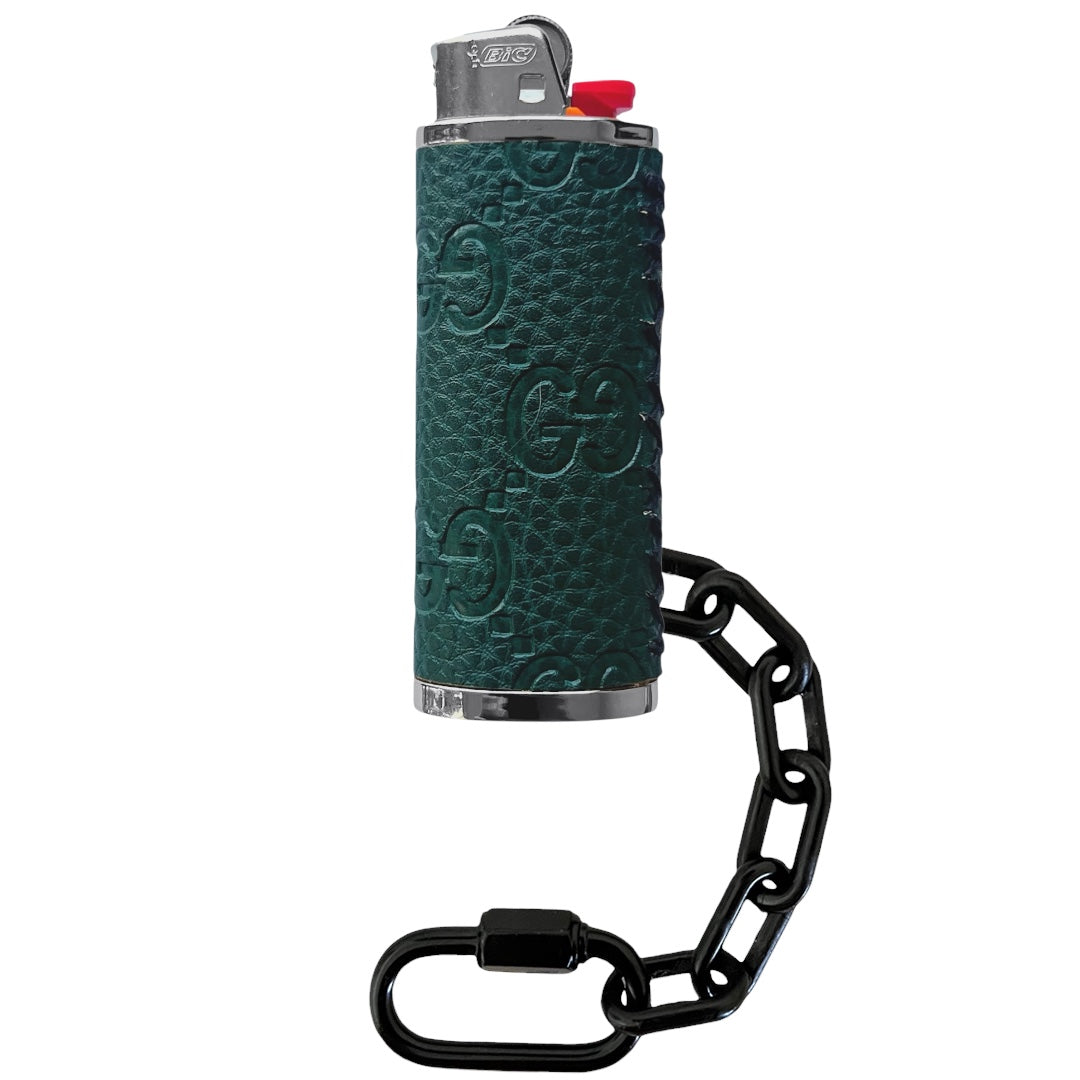 Green Embossed GG Lighter Case