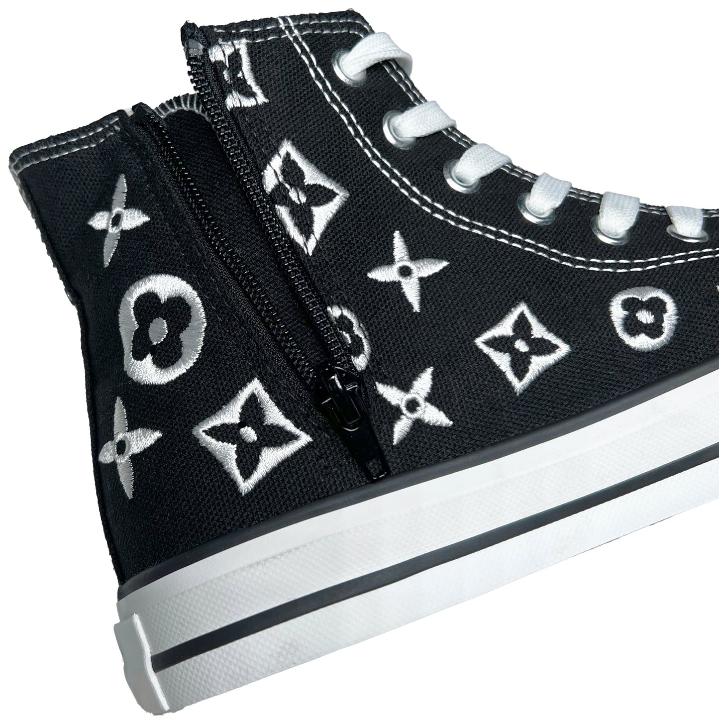 Embroidered Monogram High Top Sneakers